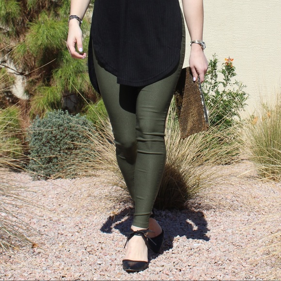 Olive High Waist Skinny Leg Pant - Picture 3 of 8